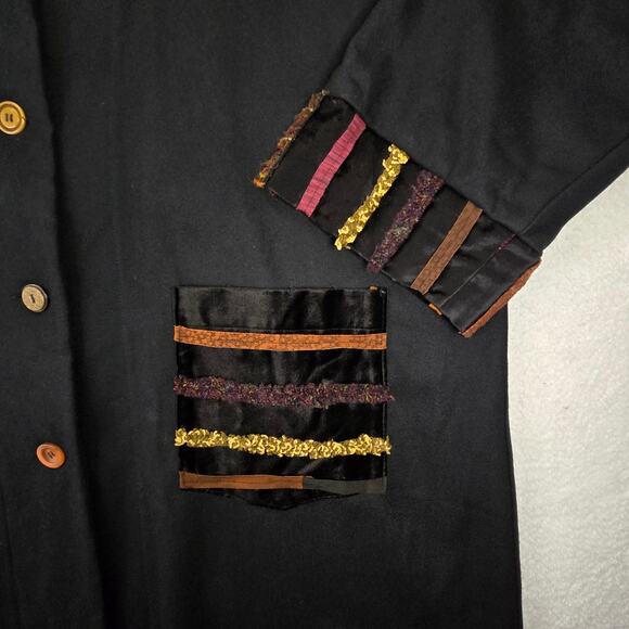 JG's Mad Lab Overcoat Womens L/XL Lagenlook Art to Wear Jacket Coat Button Artsy - Picture 3 of 12